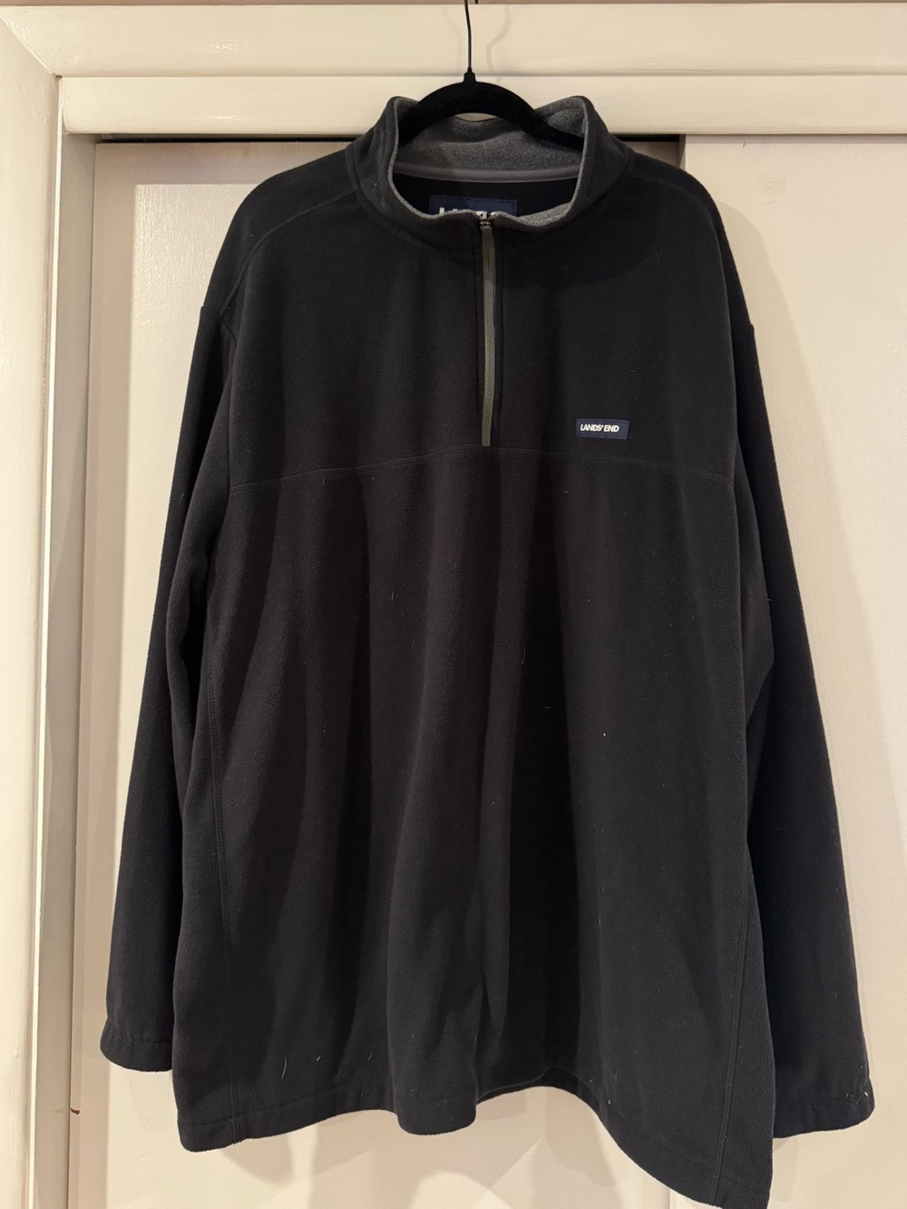 Lands' End Men's Black Half-Zip Fleece Pullover